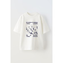 Anetos Evertyhıng Ön Baskılı Pamuk Beyaz Oversize T-Shirt