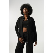 Orfeonegro Kadın %100 Keten Tek Cepli Gömlek