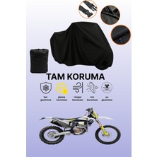 Dokaca Siyah Husqvarna Fe 350 Uyumlu Motor Branda, Koruyucu Örtü, Motosiklet Brandası