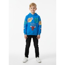 Gigi Giyim Kendinden Desenli Kapüşonlu Erkek Çocuk Sweatshirt