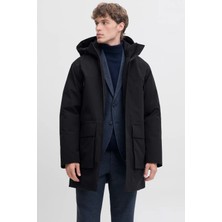 Jack & Jones Erkek Jprccmoon Su Geçirmez Kapüşonlu Kaban 12280904 Siyah