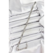 MCM Group 316L Çelik Gümüş Renk Yassı Zincir Model Kadın Bileklik - Lisinya