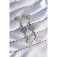 Claris 316L Çelik Gümüş Renk Uzun İtalyan Zincir Detaylı Kalp Küpe