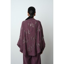 Orfeonegro Kadın Arkası ve Kolları Taş Işlemeli Oversize Kimono