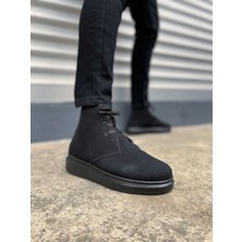 Joy Ayakkabı JY207 Oslo Bağcıklı Ortopedik Taban Süet Erkek Spor Bot Sst - Siyah