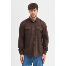 Cosplay Kaşmir Görünümlü Çift Cepli Regular Fit Uzun Kollu Erkek Gömlek