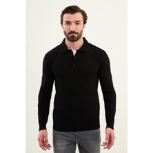 MCR Örgü Desenli Slim Fit Polo Yaka Yün Erkek Triko Kazak