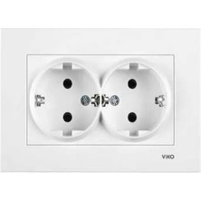 Viko Karre 2'li Priz Sıvaaltı Topraklı Priz - Beyaz