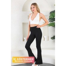 Enenstyle Fashıon Boutıque Yüksek Bel Toparlayıcı Şık Ispanyol Paça Dalgıç Kumaş Rahat Şık Günlük Tayt