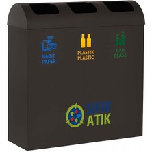 Nil Banyo Üstüner Geri Dönüşüm Kutusu 3lü Iç Kovalı 30*74*71CM