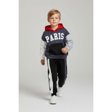 Miniğimin Cicileri Paris Baskılı Kapüşonlu Kışlık Erkek çocuk takım - Lacivert