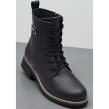 Ispartalılar 4659 Kadın Bot Ayakkabı Kaymaz Taban Fermuarlı Bağcıklı Günlük Kadın Bot