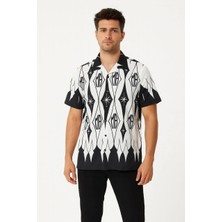Rawea Fashion Erkek Iki Iplik Kumaş Dijital Baskılı Gömlek - Siyah