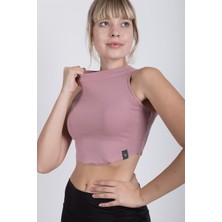 Cervus Sıfır Kollu Büstiyer Kısa Penye Crop T-Shirt