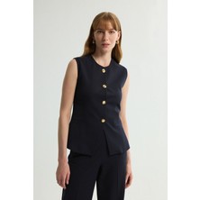 Love My Body Gabardin Yuvarlak Yaka Lacivert 179L9415001