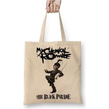 Toyaso My Chemical Romance Beyaz Bez Çanta Uzun Saplı Alışveriş Çantası Plaj Çantası