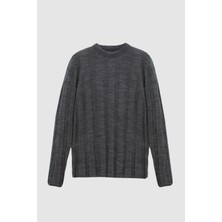 Twn Slim Fit Siyah Rib Örgü Kazak 3EC063302441M