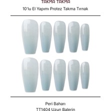 Takma Takma 10'lu Mavi Uzun Balerin  TT1404 Tekrar Kullanılabilir El Yapımı Protez Takma Tırnak - Mavi-M