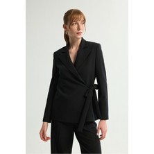 Love My Body Simli Bağlama Detaylı Anvelop Ceket Siyah 119L9247003