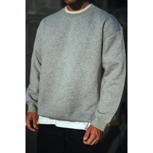 Rawea Fashion Kışlık Bisiklet Yaka Üç Iplik Basic Sweatshirt - Gri