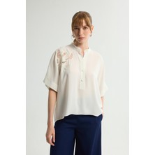 Love My Body Nakış Detaylı Bluz Kemik 115L9377001