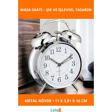 Letsii Gümüş Renk Metal Çalar Masa Saati Şık ve Fonksiyonel