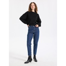 Jeep Yüksek Bel Düz Paça Mom Fit Indigo Kadın Denim Pantolon J5WL-PNT7030