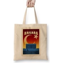 Toyaso Başkent Ankara ve Anıtkabir Bez Çanta Uzun Saplı Alışveriş Çantası Plaj Çantası