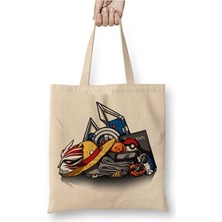 Toyaso Anime One Piece Luffy Hasır Şapka Monkey Bez Çanta Uzun Saplı Alışveriş Çantası Plaj Çantası