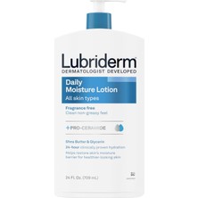 Lubriderm Fragrance Free Daily Moisture Lotion + Pro-Ceramide, Shea Butter & Glycerin, Face, Hand & Body Lotion For Sensitive Skin, Hydrating Lotion For Healthier-Looking Skin, 24 Fl. Oz
