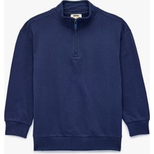 Koton Dik Yaka Uzun Kollu Yarım Fermuarlı Pamuklu Basic Sweatshirt