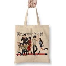 Toyaso Boku Dake Ga Inai Machi Beyaz Bez Çanta Uzun Saplı Alışveriş Çantası Plaj Çantası