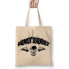 Toyaso Avenged Sevenfold Hail To The King Beyaz Bez Çanta Uzun Saplı Alışveriş Çantası Plaj Çantası