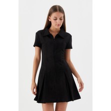 Shopping Shop Süet Mini Elbise Sıyah