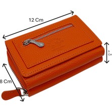 Westpolo Saxa Kağıt Para ve Bol Kart Bölmeli Hakiki Deri Kadın Kartlık Cüzdan - Turuncu