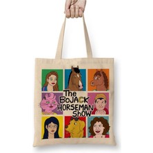 Toyaso The Bojack Horseman Show Beyaz Bez Çanta Uzun Saplı Alışveriş Çantası Plaj Çantası