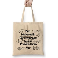 Toyaso Matematik Öğretmeni Öğretmenler Günü Hediyesi Bez Çanta Uzun Saplı Alışveriş Çantası Plaj Çantası
