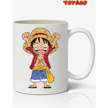Toyaso One Piece Hasır Şapkalı Luffy  Anime Temalı Beyaz Kupa Bardak Sevgiliye Arkadaşa Hediye