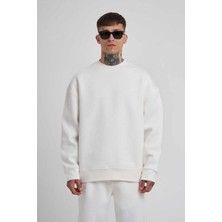 Rawea Fashion Unisex Biskilet Yaka Üç Iplik Sweatshirt - Beyaz