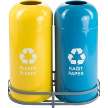 Nil Banyo Üstüner Geri Dönüşüm Kutusu 2li Ø30*66CM GEN:64CM