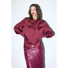 adL Mert Aslan Fularlı Bluz bordo 11546031000