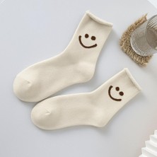 Çocuk Gülen Surat Desenli Sürpriz Havlu Soket Çorap Çok Renkli