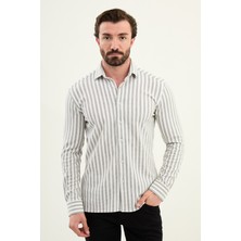 MCR Çizgili Slim Fit Uzun Kollu Erkek Gömlek