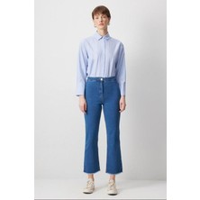 Touche Paçası Püsküllü Denim Pantolon Açık Denim