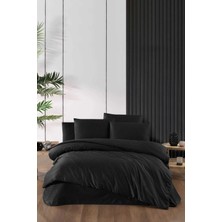 Mira Home Stripe Saten Line Çift Kişilik Nevresim Takımı Siyah