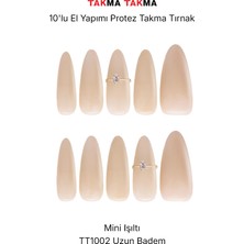 Takma Takma 10'lu Ten Rengi Uzun Badem TT1002 Tekrar Kullanılabilir El Yapımı Protez Takma Tırnak - Ten Rengi-S