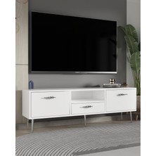 Cantek Dizayn 1325DROPCT-32 Tv Sehpası Beyaz-Gümüş