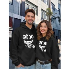 Nevermind Heart Fly Gülüş Baskılı Sevgili Kombini 2'li Oversize Unisex Kapüşonlu Sweatshirt Seti