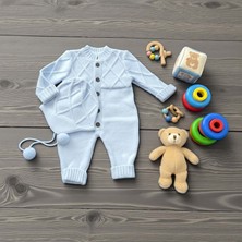 Şapkası Ponponlu Roba Detaylı Triko Tulum - MLR2067-MAVI-6 - 9 Ay Mavi