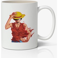 Toyaso One Piece Hasır Şapkalı Luffy  Anime Baskılı Beyaz Kupa Bardak